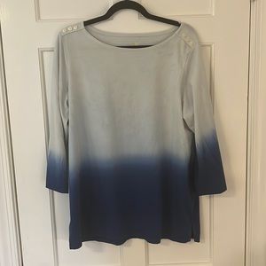 Spartina 449 three quarter sleeve blue ombré top - XL